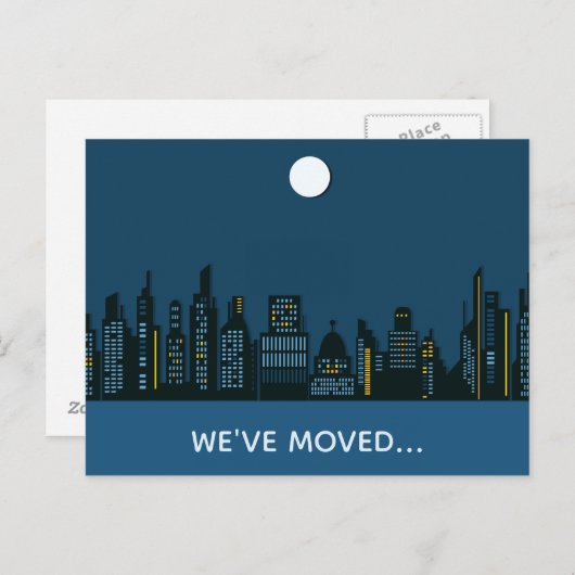 引っ越しましたシティ建物新住所 案内ポストカード (正面/裏面)
