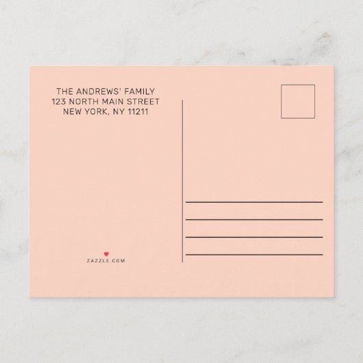 引っ越しましたシンプルかわいいグリーンピンクサボテン移動 案内ポストカード (裏面)