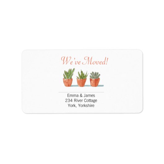 引っ越しましたシンプルオレンジニューホーム住所 シール (正面)