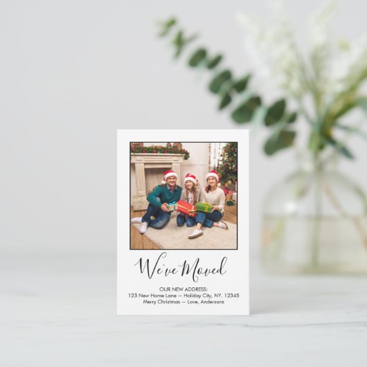 引っ越しましたシンプルカスタムフォトホリデームービング エンクロージャーカード (スタンド正面)