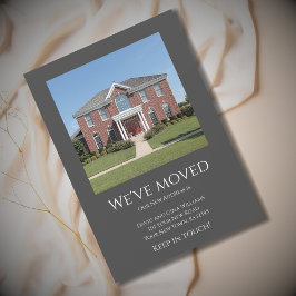 引っ越しましたシンプルフォトグレー移動 案内状