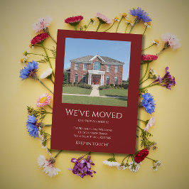 引っ越しましたシンプルフォトレッド移動 案内状