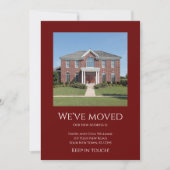引っ越しましたシンプルフォトレッド移動 案内状 (正面)