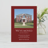 引っ越しましたシンプルフォトレッド移動 案内状 (スタンド正面)