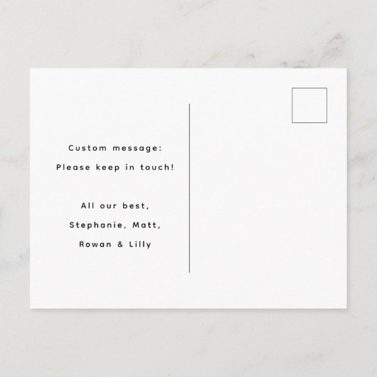 引っ越しましたシンプルモダン写真の移動 案内ポストカード (裏面)