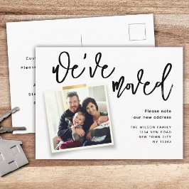 引っ越しましたシンプルモダン写真の移動 案内ポストカード