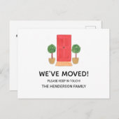 引っ越しましたシンプルレッドドア 案内ポストカード (正面/裏面)