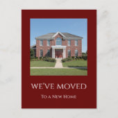 引っ越しましたシンプル写真ニューホームレッド 案内ポストカード (正面)