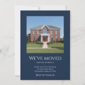 引っ越しましたシンプル写真ネイビーブルームービング 案内状 (正面)
