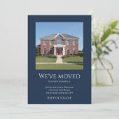 引っ越しましたシンプル写真ネイビーブルームービング 案内状 (スタンド正面)