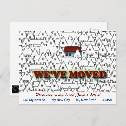 引っ越しましたシンプル、芸術品を気取った、新規ホーム ポストカード (正面/裏面)
