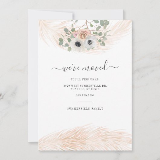 引っ越しましたスクリプトパンパスグラスボタニカルムービング 案内状 (正面)