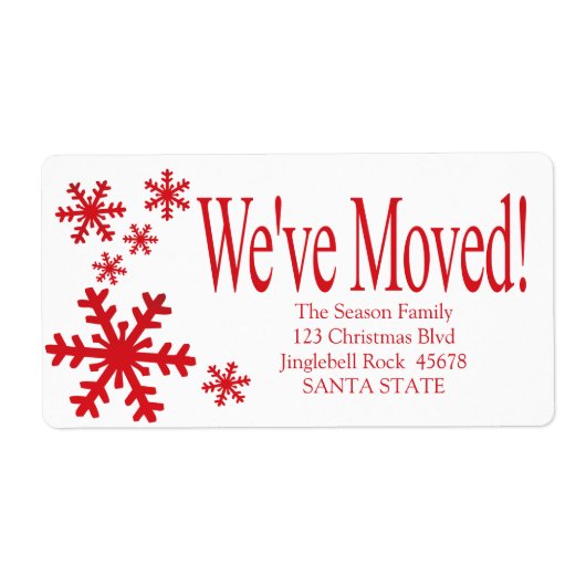 引っ越しましたスノーフレークホリデーラベル ラベル (正面)