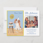 引っ越しましたスパニエル犬家族写真予算 案内状 (正面)