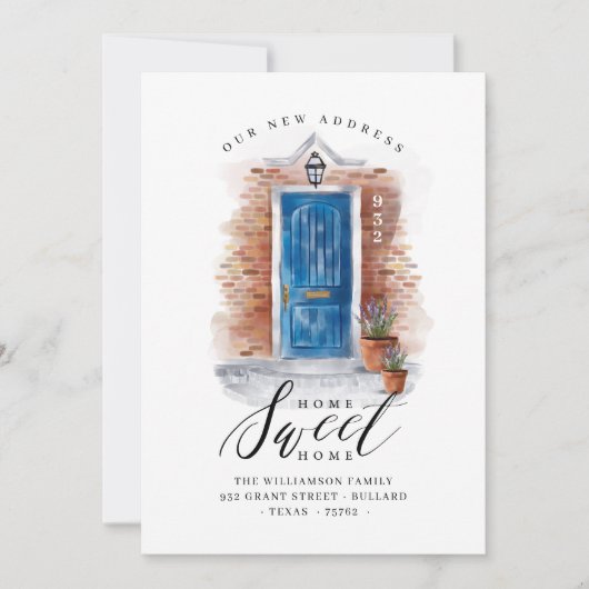 引っ越しましたセルリアンブルーウォーターカラードア&ブリック 案内状 (正面)