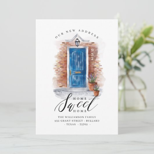 引っ越しましたセルリアンブルーウォーターカラードア&ブリック 案内状 (スタンド正面)