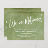 引っ越しましたタイポグラフィのグリーングランジ発表 招待状 (正面/裏面)
