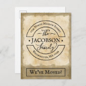 引っ越しましたタイポグラフィの新しいアドレス 案内ポストカード (正面/裏面)