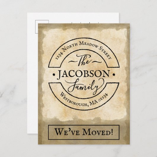 引っ越しましたタイポグラフィの新しいアドレス 案内ポストカード (正面/裏面)