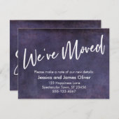 引っ越しましたタイポグラフィパープルグランジ発表 招待状 (正面/裏面)