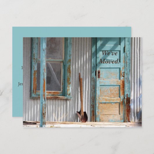 引っ越しましたターコイズドアショベル新しいアドレスカード 案内ポストカード (正面/裏面)