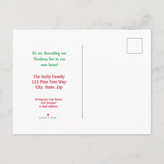 引っ越しましたツリー付き赤トラック 案内ポストカード (裏面)