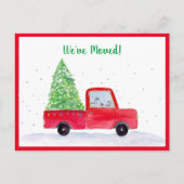 引っ越しましたツリー付き赤トラック 案内ポストカード (正面)