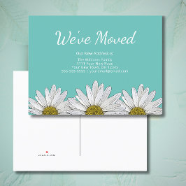 引っ越しましたデイジートレンディーティール(緑がかった色)グリーンニューホーム 案内ポストカード