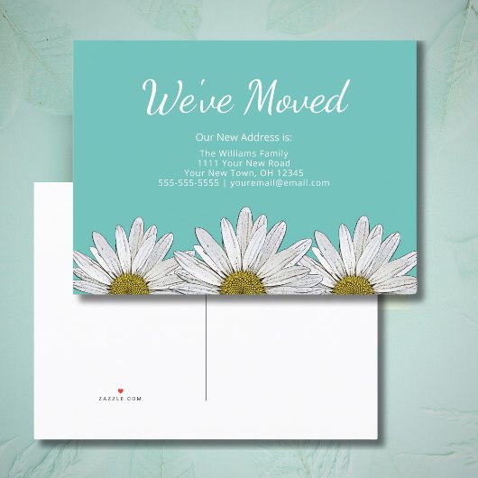 引っ越しましたデイジートレンディーティール（緑がかった色）グリーンニューホーム 案内ポストカード