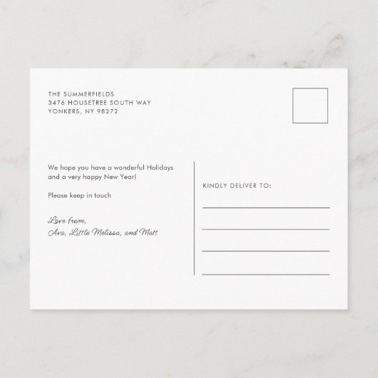 引っ越しましたデッキ新しいホール写真コラージュ移動 案内ポストカード (裏面)