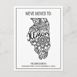 引っ越しましたトイリノイ州フローラ曼荼羅 案内ポストカード