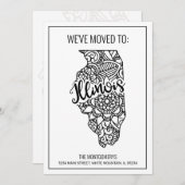 引っ越しましたトゥイリノイ州フローラマンダラホーム 案内状 (正面/裏面)