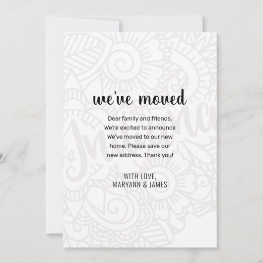 引っ越しましたトゥインディアナ州フローラマンダラホーム 案内状 (裏面)