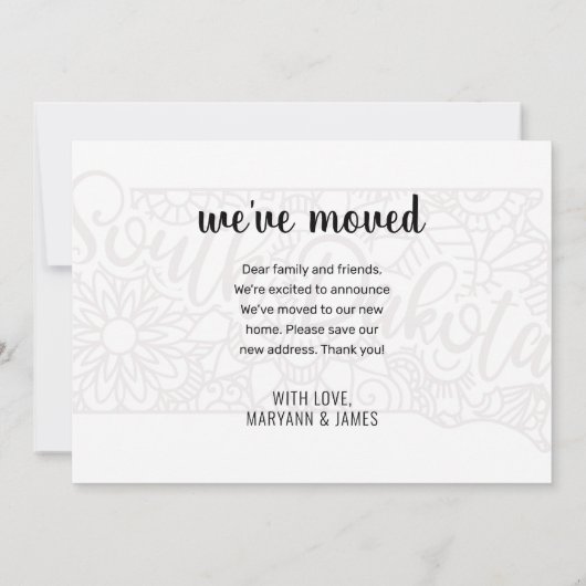 引っ越しましたトゥサウスダコタ州フローラ曼荼羅 案内状 (裏面)