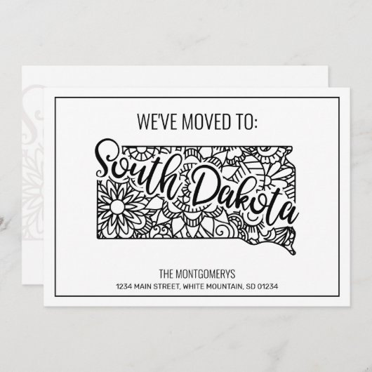 引っ越しましたトゥサウスダコタ州フローラ曼荼羅 案内状 (正面/裏面)