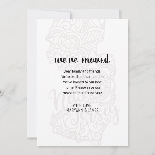 引っ越しましたトゥニュージャージー州フローラ曼荼羅 案内状 (裏面)