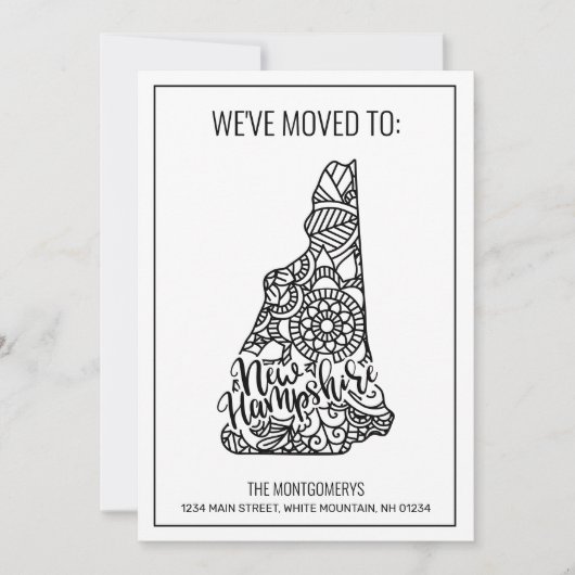 引っ越しましたトゥニューハンプシャー州フローラ曼荼羅 案内状 (正面)