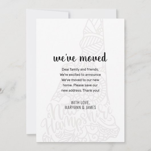 引っ越しましたトゥニューハンプシャー州フローラ曼荼羅 案内状 (裏面)