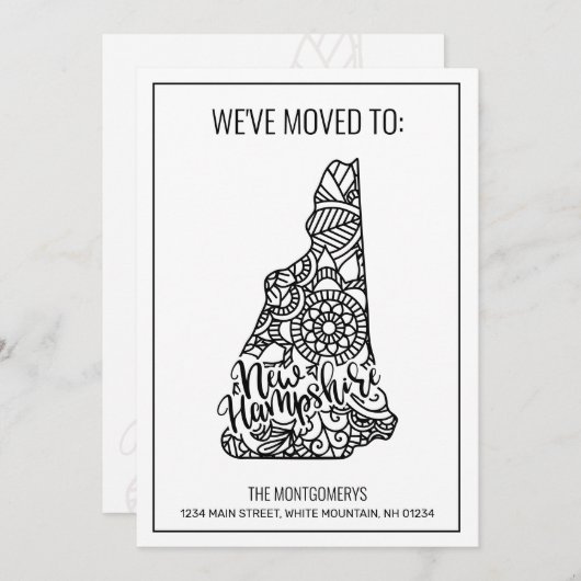 引っ越しましたトゥニューハンプシャー州フローラ曼荼羅 案内状 (正面/裏面)
