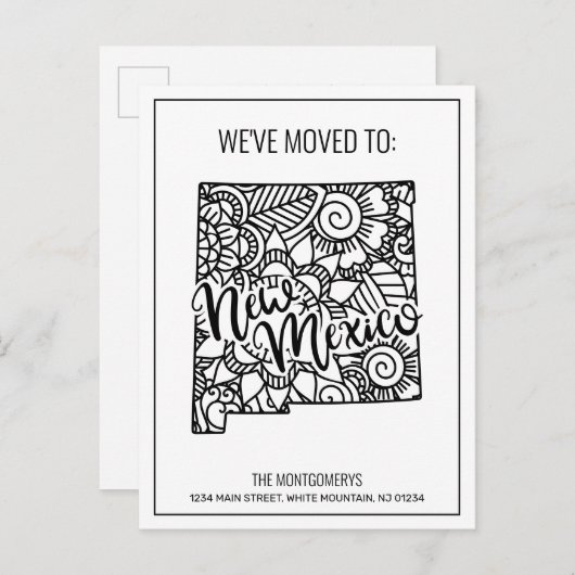 引っ越しましたトゥニューメキシコ州フローラマンダラ 案内ポストカード (正面/裏面)
