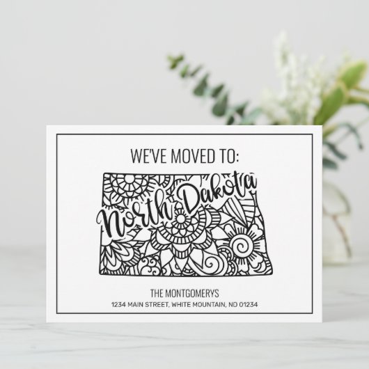 引っ越しましたトゥノースダコタ州フローラ曼荼羅 案内状 (スタンド正面)