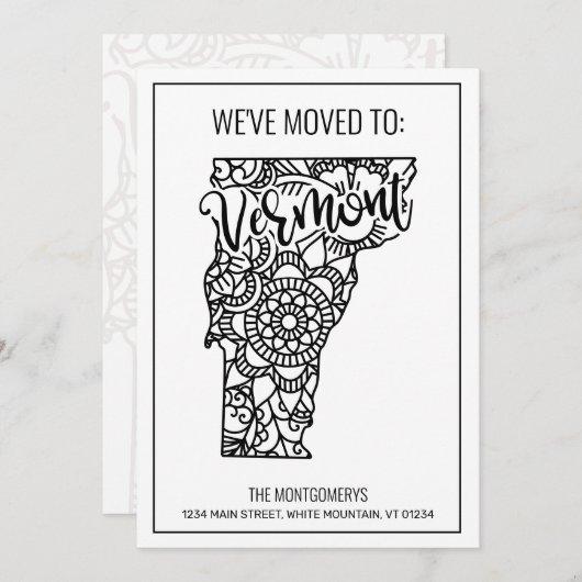 引っ越しましたトゥバーモント州フローラ曼荼羅 案内状 (正面/裏面)