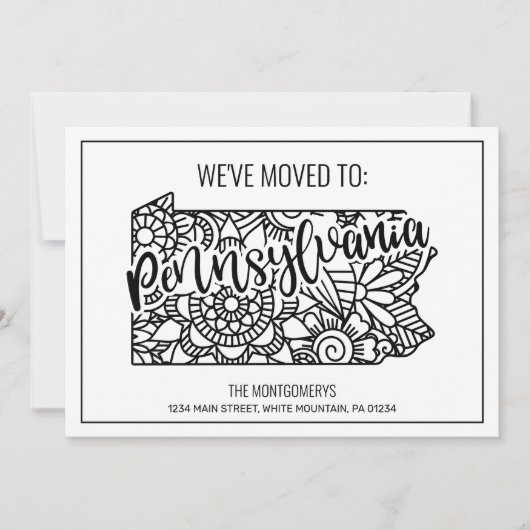 引っ越しましたトゥペンシルバニア州フローラ曼荼羅 案内状 (正面)