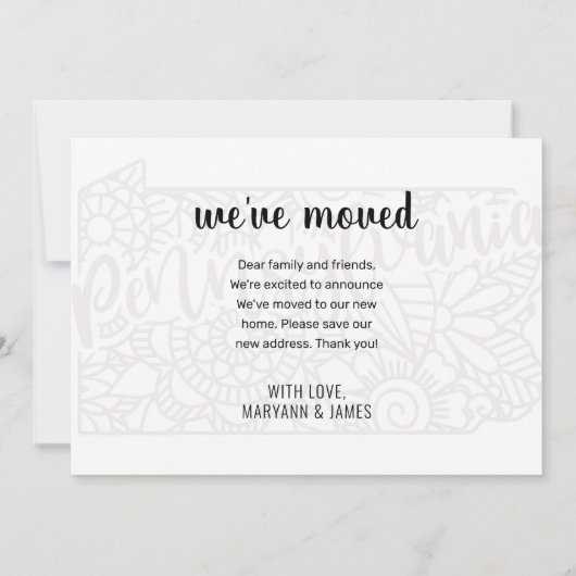 引っ越しましたトゥペンシルバニア州フローラ曼荼羅 案内状 (裏面)