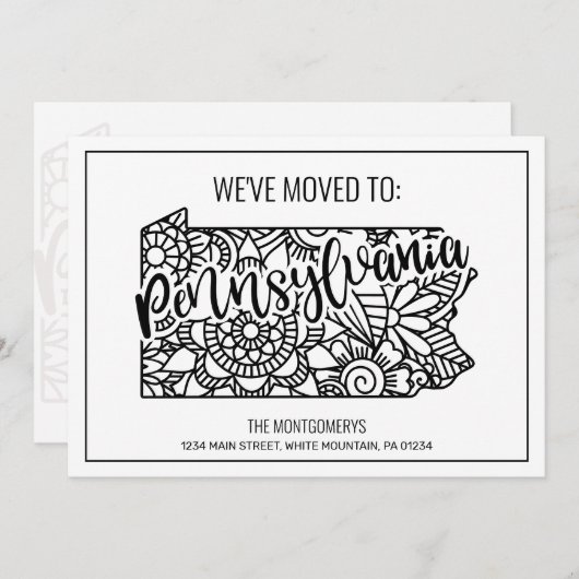 引っ越しましたトゥペンシルバニア州フローラ曼荼羅 案内状 (正面/裏面)
