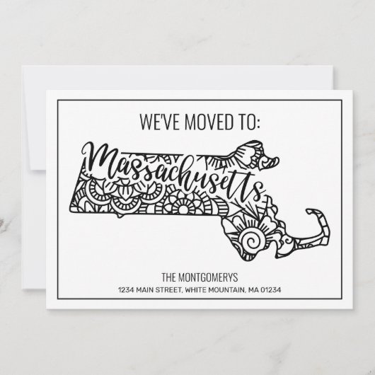 引っ越しましたトゥマサチューセッツ州フローラマンダラ 案内状 (正面)