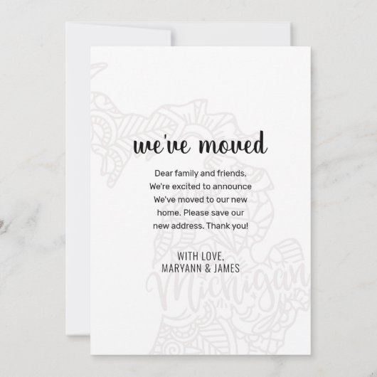 引っ越しましたトゥミシガン州フローラマンダラホーム 案内状 (裏面)