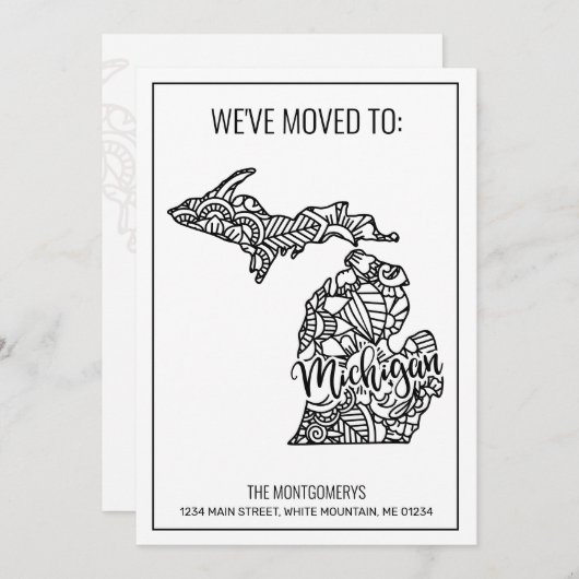 引っ越しましたトゥミシガン州フローラマンダラホーム 案内状 (正面/裏面)