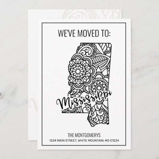 引っ越しましたトゥミシシッピ州フローラ曼荼羅 案内状 (正面/裏面)