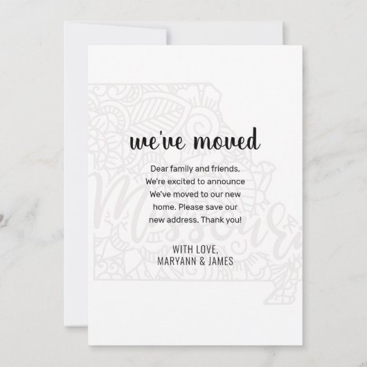 引っ越しましたトゥミズーリ州フローラ曼荼羅 案内状 (裏面)